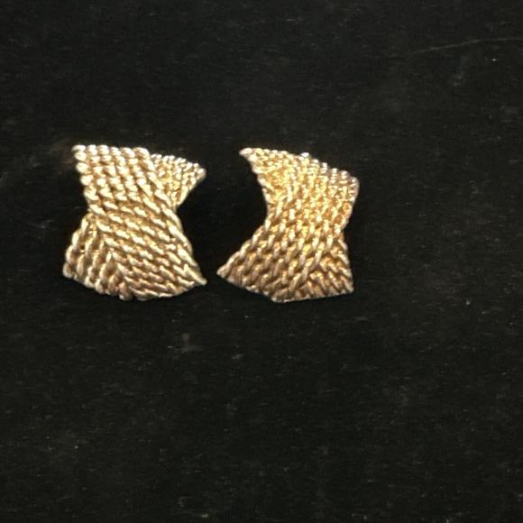 Vintage Signed Israel 925 Sterling Silver handmade braided Clip-On earrings 1"